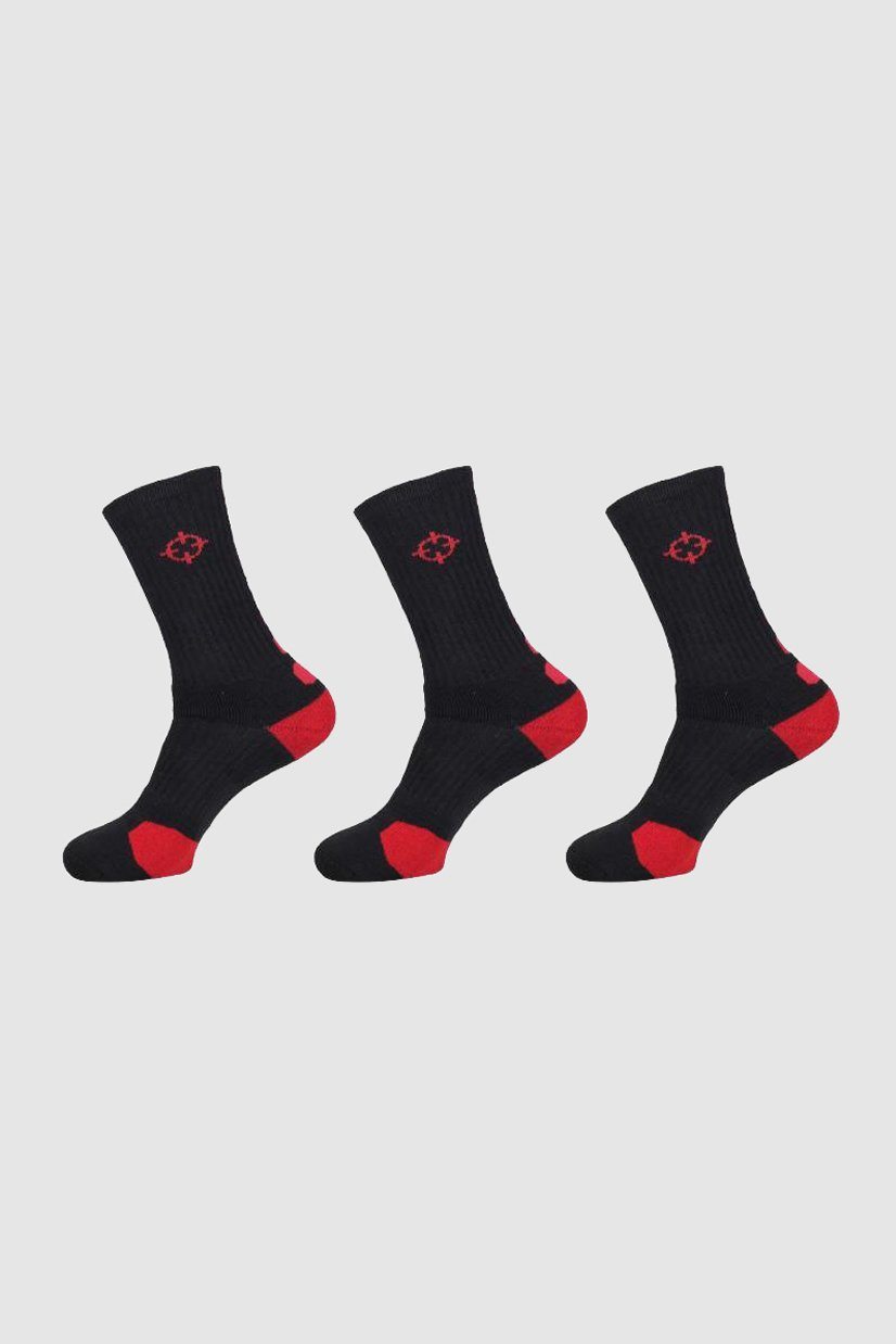 Black/Dark Red|Rigorer Crew Socks [S04]